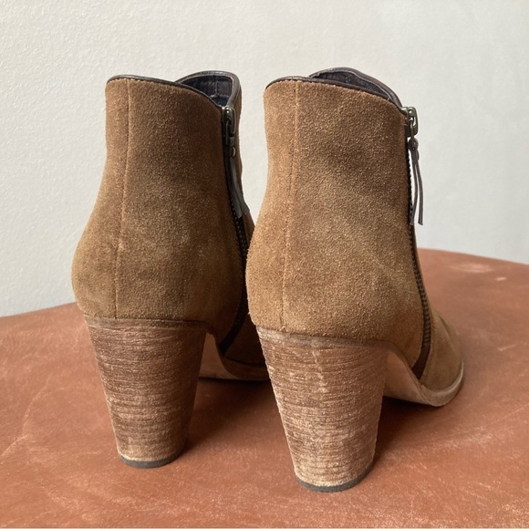 Cole Haan | Hayes Suede Zip Up Leather Heeled Ankle Booties - Picture 3 of 7